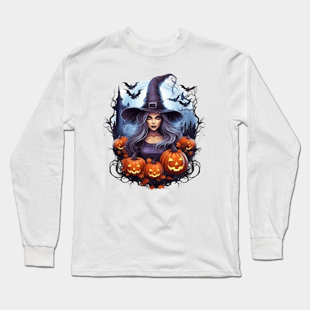 Beautiful Halloween Witch Long Sleeve T-Shirt by Gypsykiss